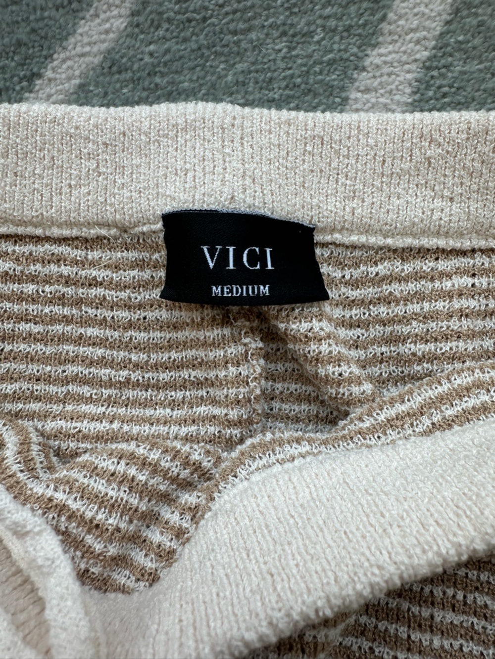 Vici Ribbed Knit Straight Leg Pants in Cream - Picture 2 of 2